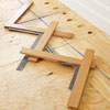 laying out wood slats for a herringbone floor