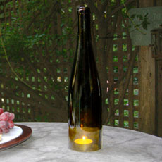 a candle hurricane made from a wine bottle