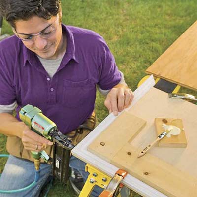 Using a brad nailer and 2-inch nails, secure the mitered corner