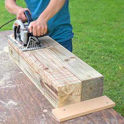 Cut the Vertical Notch for the Center Post To Build a Decorative Driveway Marker