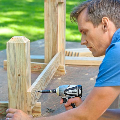 Build the frame: Attach the First Bottom Rail Build a Decorative Driveway Marker