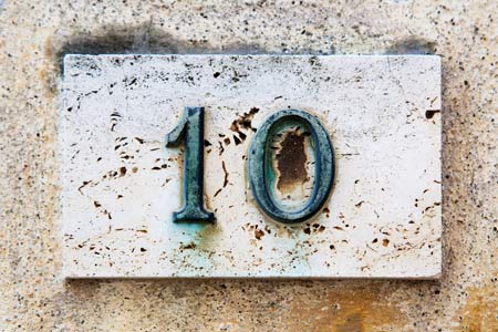 house numbers with copper patina