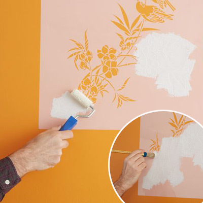 step by step paint stencil draw attention load roller with paint to stencil