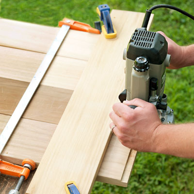 routing a rabbit into the slats for a picnic bench