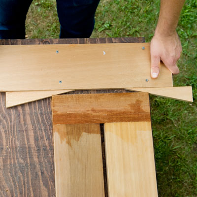 clamping the bench assembly for a picnic bench