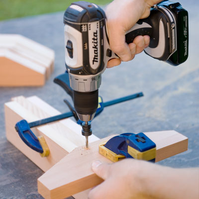 attaching the feet and brackets for a picnic bench