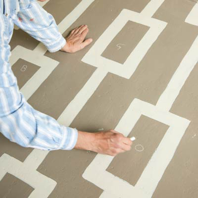 marking out which colors go in which rectangles