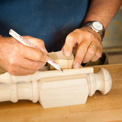 marking a cut line on the top rail