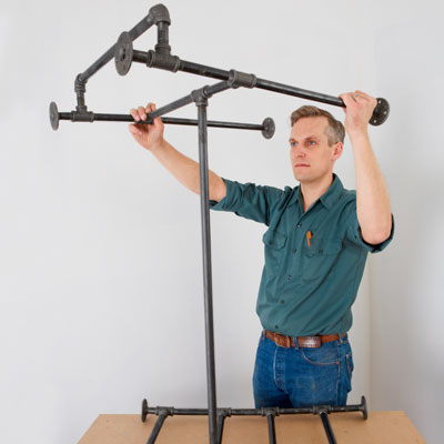 attaching the towel-bar side to the stretcher