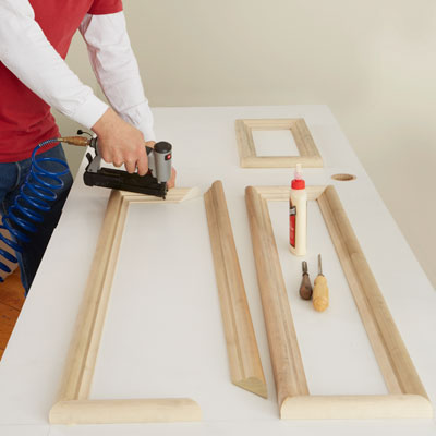nailing the moldings in place