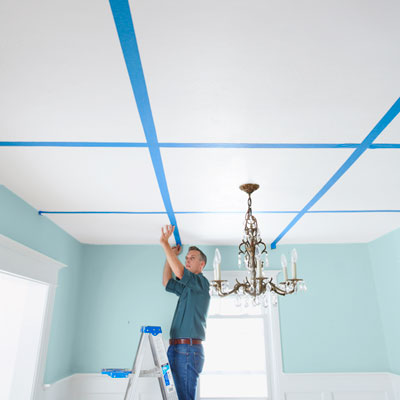 marking joist areas with painter's tape