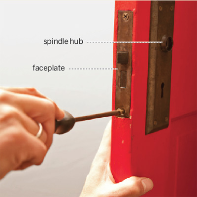 removing the lock from the door, making a new skeleton key for an old mortise door lock