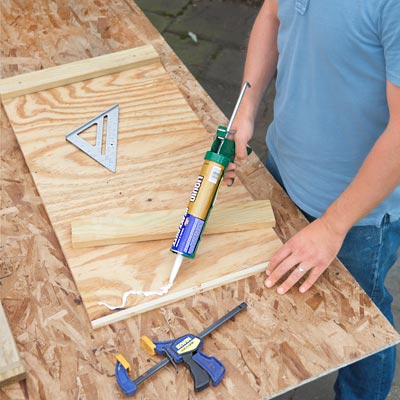 gluing the frame pieces