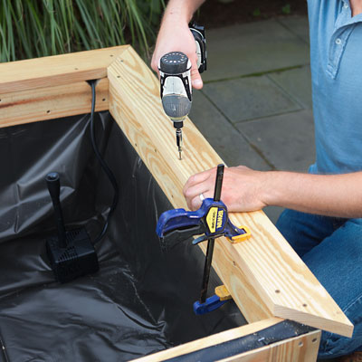 attching the cap pieces with a drill/driver