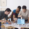 family painting the stool
