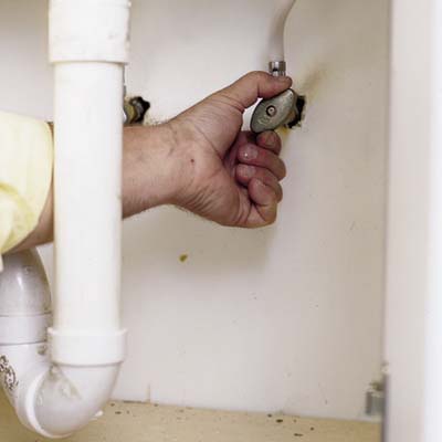 shut off the water feed by closing the valves