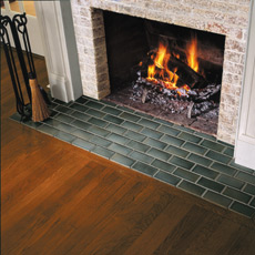tiles on  the fireplace