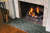 tiles on  the fireplace