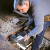 Setting the fan down between the joists