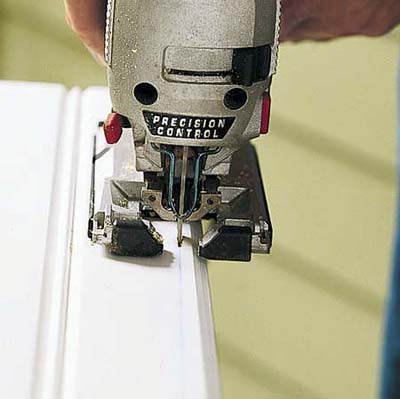 Sawing off a grooved edge.