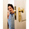 Hanging the door and attaching the hardware.