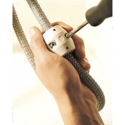Installing the hose weight.