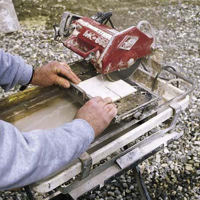 Notch tiles with a wetsaw