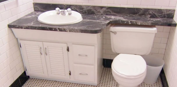 newly installed bathroom vanity