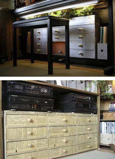 storage furniture in living room in studio apartment
