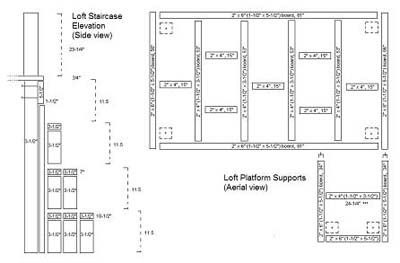 elevation for loft bedroom in studio apartment