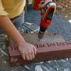 pre-drill holes for screws to turn cornice into garden tool holder