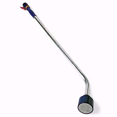 a watering wand helps reach into plant beds to soak plants' bases