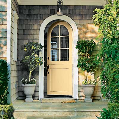 front door painted with benjamin moore golden honey